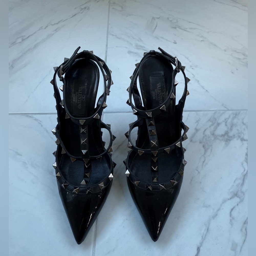 Valentino Black Patent Leather Rockstud Pumps